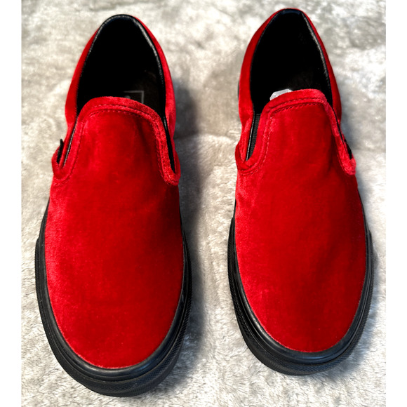 Vans Shoes - Vans Classic Red Velvet Casual Slip On Low Skate Sneaker Shoes Womens Size 7.5